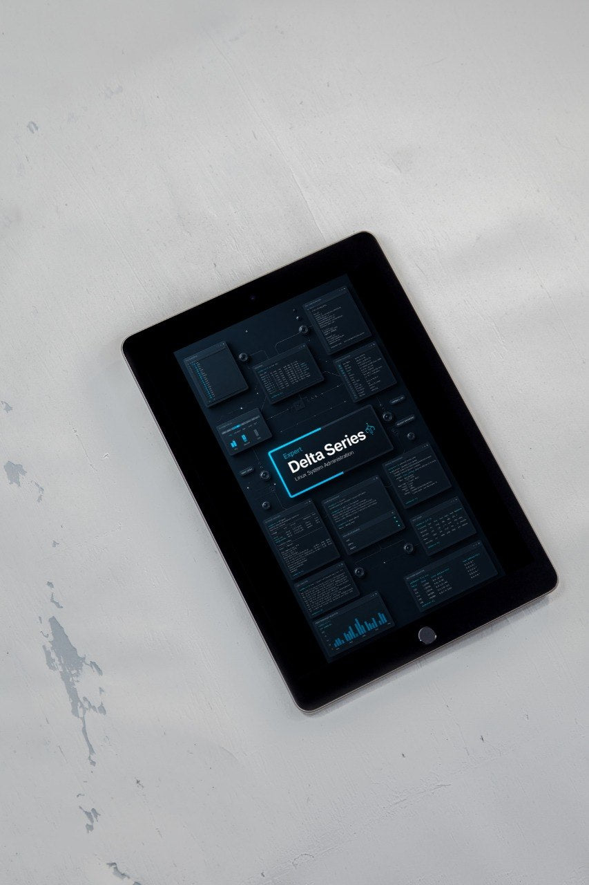 A black tablet device lying on a light gray surface, displaying a dark user interface with the text 'Free Kit' on the screen.