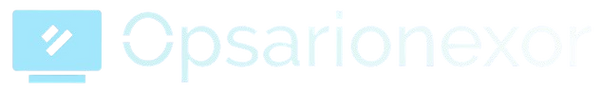 A light blue computer monitor icon next to the faint, light blue text 'Opsarionexor' on a white background.